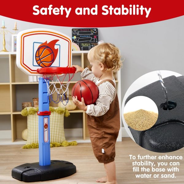 JOYIN Toddler Basketball Arcade Game Set, Adjustable Basketball Goal with 4 Balls for Kids Indoor Outdoor Play, Carnival Games, Christmas Birthday Gift for Boys Girls Age 1 and Up - Air Pump Included - Image 4