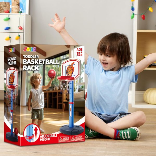 JOYIN Toddler Basketball Arcade Game Set, Adjustable Basketball Goal with 4 Balls for Kids Indoor Outdoor Play, Carnival Games, Christmas Birthday Gift for Boys Girls Age 1 and Up - Air Pump Included - Image 7