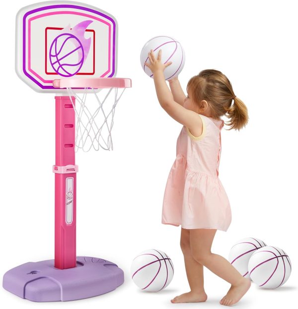 JOYIN Toddler Basketball Arcade Game Set, Adjustable Basketball Goal with 4 Balls for Kids Indoor Outdoor Play, Carnival Games, Christmas Birthday Gift for Boys Girls Age 1 and Up - Air Pump Included - Image 9