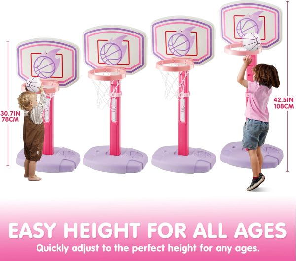 JOYIN Toddler Basketball Arcade Game Set, Adjustable Basketball Goal with 4 Balls for Kids Indoor Outdoor Play, Carnival Games, Christmas Birthday Gift for Boys Girls Age 1 and Up - Air Pump Included - Image 10