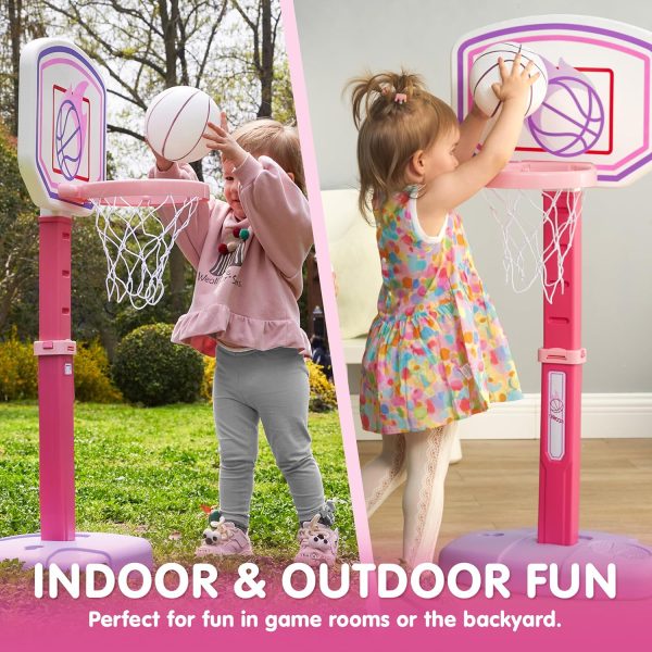 JOYIN Toddler Basketball Arcade Game Set, Adjustable Basketball Goal with 4 Balls for Kids Indoor Outdoor Play, Carnival Games, Christmas Birthday Gift for Boys Girls Age 1 and Up - Air Pump Included - Image 11