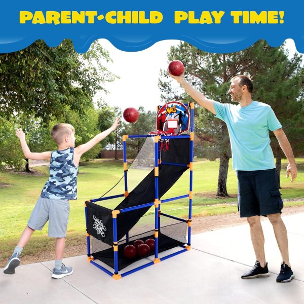 JOYIN Arcade Basketball Game Set with 4 Balls and Hoop for Kids 3 to 12 Years Old Indoor Outdoor Sport Play - Easy Set Up - Air Pump Included - Ideal for Competition - Image 5