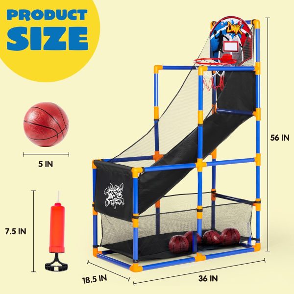 JOYIN Arcade Basketball Game Set with 4 Balls and Hoop for Kids 3 to 12 Years Old Indoor Outdoor Sport Play - Easy Set Up - Air Pump Included - Ideal for Competition - Image 7
