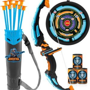 JOYIN LED Bow and Arrow for Kids, Light Up Archery Toy Play Set with Suction Cups Arrows, Targets & Arrow Case, Indoor and Outdoor Hunting Play Gift Toys for Boys Girls 6-12