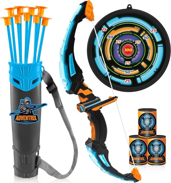 JOYIN LED Bow and Arrow for Kids, Light Up Archery Toy Play Set with Suction Cups Arrows, Targets & Arrow Case, Indoor and Outdoor Hunting Play Gift Toys for Boys Girls 6-12
