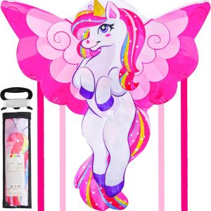 JOYIN 43.3'' Giant Unicorn Kite Easy to Fly for Kids and Adults with 262.5 ft String, Large Beach Kite for Outdoor Games and Activities