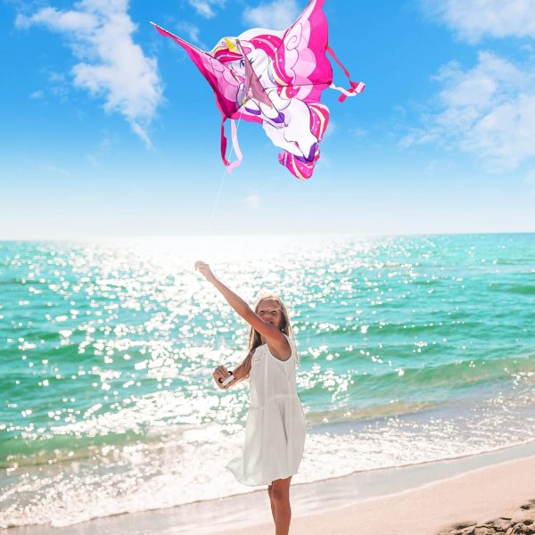 JOYIN 43.3'' Giant Unicorn Kite Easy to Fly for Kids and Adults with 262.5 ft String, Large Beach Kite for Outdoor Games and Activities - Image 6