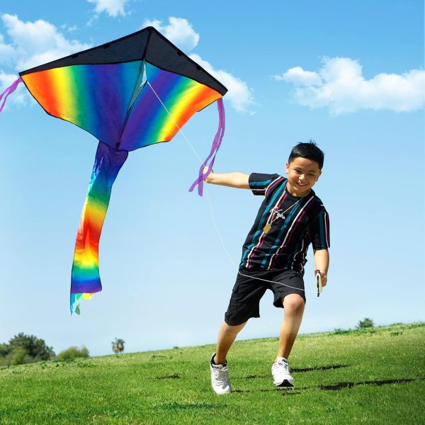 JOYIN 3 Packs Delta Multicolor Kite Warm and Cold Color Easy to Fly for Kids and Adults with 262.5 ft String, Large Delta Beach Kite for Outdoor Games and Activities - Image 2