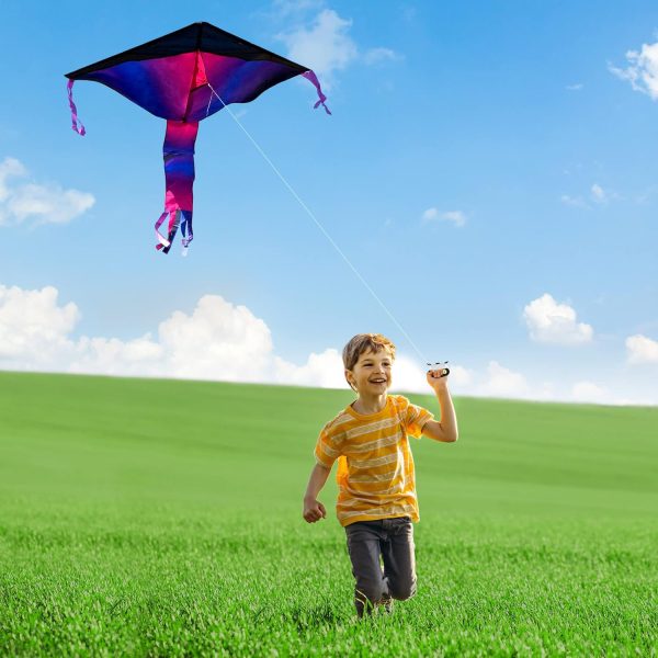JOYIN 3 Packs Delta Multicolor Kite Warm and Cold Color Easy to Fly for Kids and Adults with 262.5 ft String, Large Delta Beach Kite for Outdoor Games and Activities - Image 3
