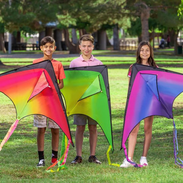 JOYIN Large Delta Kite Red, Green and Purple, Easy to Fly Huge for Kids and Adults with 262.5ft String, Large Delta Beach Kite for Outdoor Games and Activities - Image 2