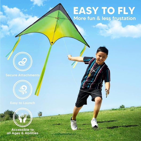 JOYIN Large Delta Kite Red, Green and Purple, Easy to Fly Huge for Kids and Adults with 262.5ft String, Large Delta Beach Kite for Outdoor Games and Activities - Image 3