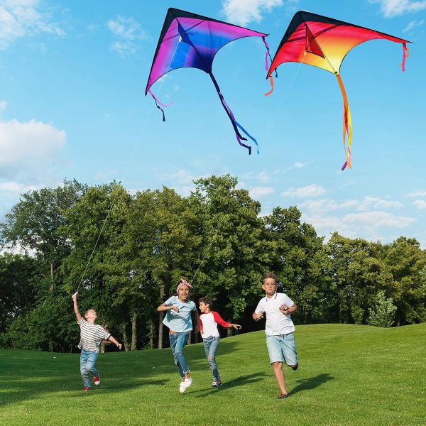 JOYIN Large Delta Kite Red, Green and Purple, Easy to Fly Huge for Kids and Adults with 262.5ft String, Large Delta Beach Kite for Outdoor Games and Activities - Image 4