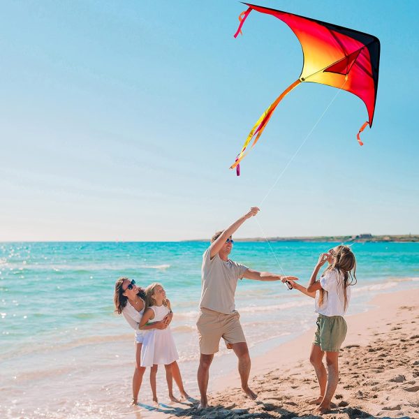 JOYIN Large Delta Kite Red, Green and Purple, Easy to Fly Huge for Kids and Adults with 262.5ft String, Large Delta Beach Kite for Outdoor Games and Activities - Image 5