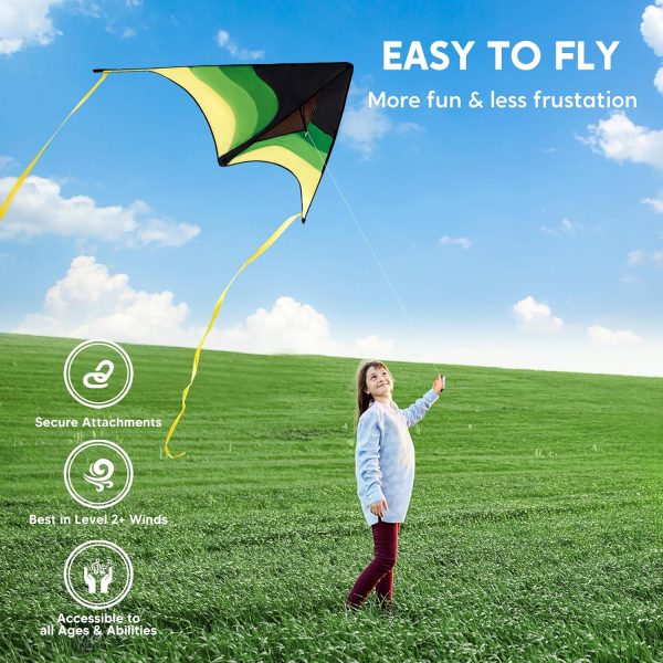JOYIN Large Delta Kite Red, Green and Purple, Easy to Fly Huge for Kids and Adults with 262.5ft String, Large Delta Beach Kite for Outdoor Games and Activities - Image 10