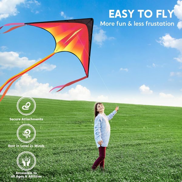 JOYIN Large Delta Kite Red, Green and Purple, Easy to Fly Huge for Kids and Adults with 262.5ft String, Large Delta Beach Kite for Outdoor Games and Activities - Image 17