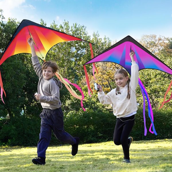 JOYIN Large Delta Kite Red, Green and Purple, Easy to Fly Huge for Kids and Adults with 262.5ft String, Large Delta Beach Kite for Outdoor Games and Activities - Image 18
