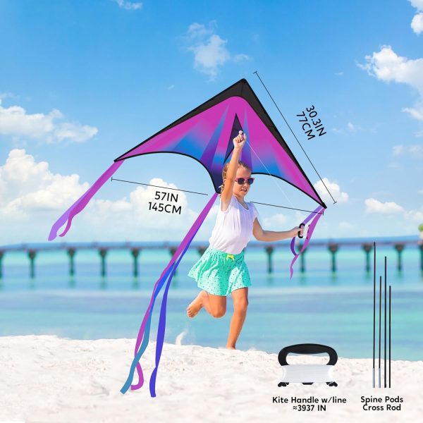 JOYIN Large Delta Kite Red, Green and Purple, Easy to Fly Huge for Kids and Adults with 262.5ft String, Large Delta Beach Kite for Outdoor Games and Activities - Image 20