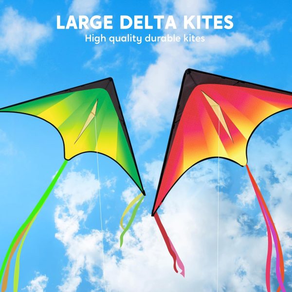 JOYIN Large Delta Kite Red, Green and Purple, Easy to Fly Huge for Kids and Adults with 262.5ft String, Large Delta Beach Kite for Outdoor Games and Activities - Image 21